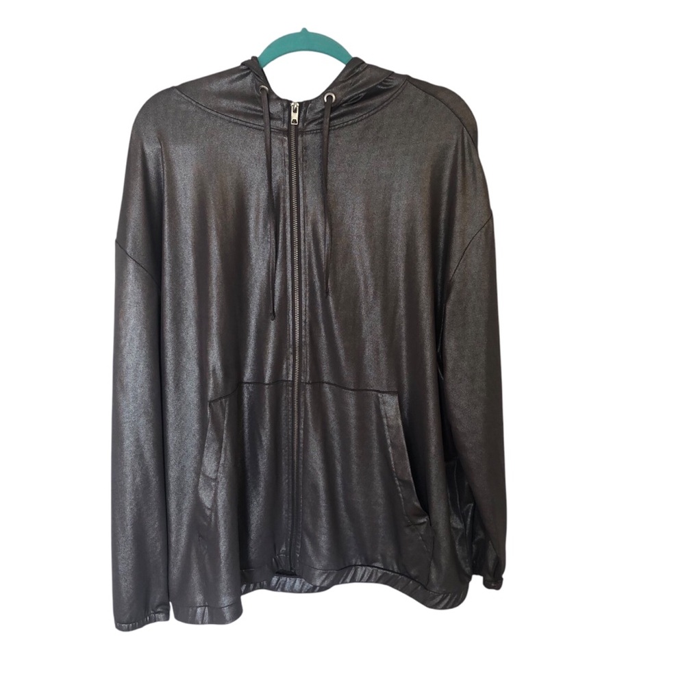 H&M +Coachella Collab Metallic Grey Full Zip Hoodie Very Good Condition XL
